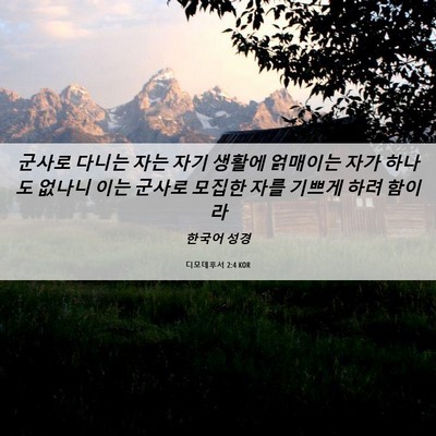 Picture 06 - 디모데후서 2:4 KOR - 군사로 다니는 자는 자기 생활에 - Bible Verse Picture