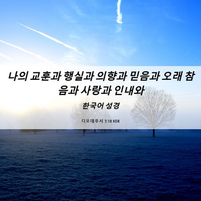 Picture 06 - 디모데후서 3:10 KOR - 나의 교훈과 행실과 의향과 믿음과 - Bible Verse Picture