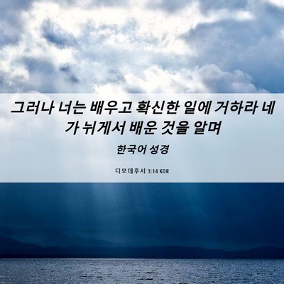 Picture 06 - 디모데후서 3:14 KOR - 그러나 너는 배우고 확신한 일에 - Bible Verse Picture