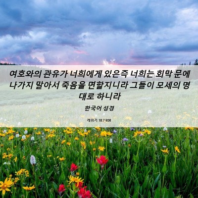 Picture 06 - 레위기 10:7 KOR - 여호와의 관유가 너희에게 있은즉 - Bible Verse Picture