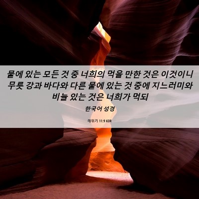 Picture 06 - 레위기 11:9 KOR - 물에 있는 모든 것 중 너희의 먹을 - Bible Verse Picture