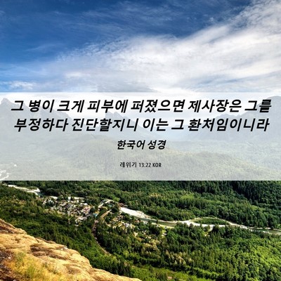 Picture 06 - 레위기 13:22 KOR - 그 병이 크게 피부에 퍼졌으면 - Bible Verse Picture