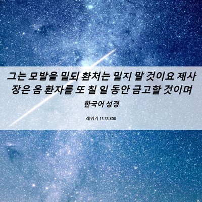Picture 06 - 레위기 13:33 KOR - 그는 모발을 밀되 환처는 밀지 말 - Bible Verse Picture