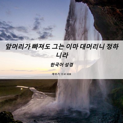 Picture 06 - 레위기 13:41 KOR - 앞머리가 빠져도 그는 이마 대머리니 - Bible Verse Picture