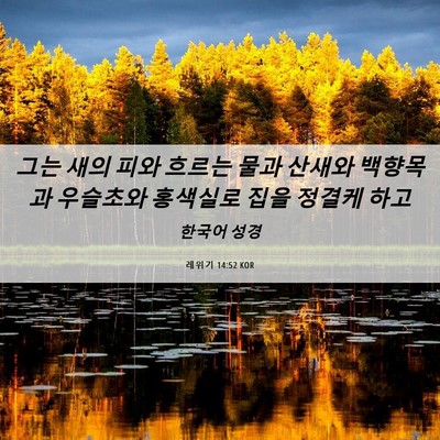 Picture 06 - 레위기 14:52 KOR - 그는 새의 피와 흐르는 물과 산새와 - Bible Verse Picture