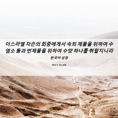 Picture 06 - 레위기 16:5 KOR - 이스라엘 자손의 회중에게서 속죄 - Bible Verse Picture