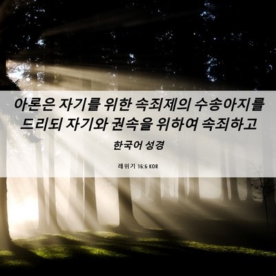 Picture 06 - 레위기 16:6 KOR - 아론은 자기를 위한 속죄제의 - Bible Verse Picture