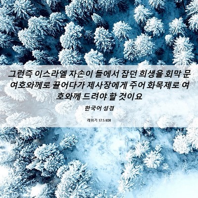 Picture 06 - 레위기 17:5 KOR - 그런즉 이스라엘 자손이 들에서 잡던 - Bible Verse Picture