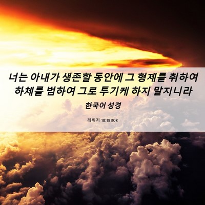 Picture 06 - 레위기 18:18 KOR - 너는 아내가 생존할 동안에 그 - Bible Verse Picture