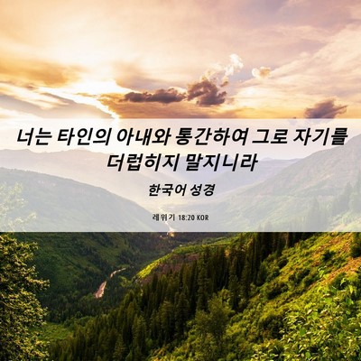 Picture 06 - 레위기 18:20 KOR - 너는 타인의 아내와 통간하여 그로 - Bible Verse Picture