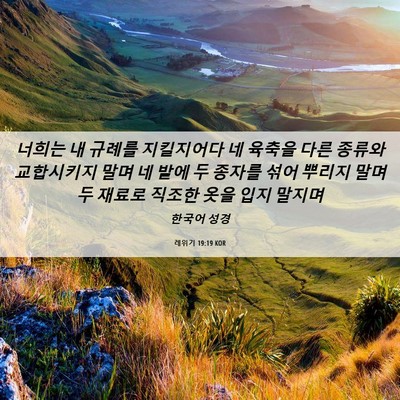Picture 06 - 레위기 19:19 KOR - 너희는 내 규례를 지킬지어다 네 - Bible Verse Picture