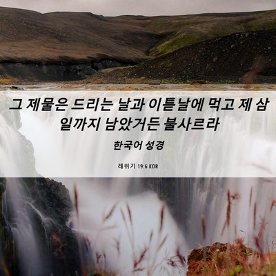 Picture 06 - 레위기 19:6 KOR - 그 제물은 드리는 날과 이튿날에 - Bible Verse Picture
