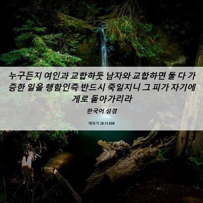 Picture 06 - 레위기 20:13 KOR - 누구든지 여인과 교합하둣 남자와 - Bible Verse Picture