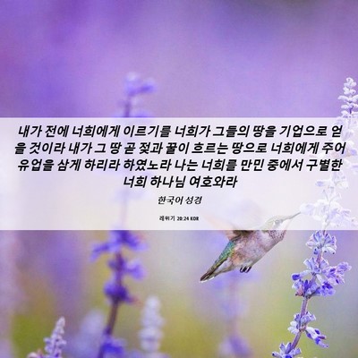 Picture 06 - 레위기 20:24 KOR - 내가 전에 너희에게 이르기를 너희가 - Bible Verse Picture
