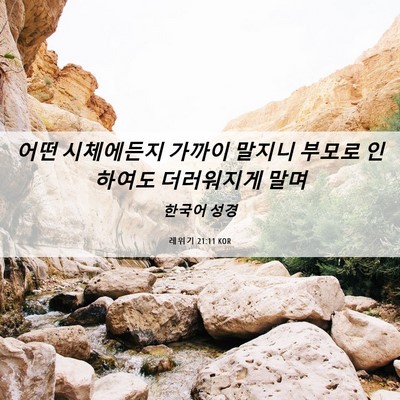Picture 06 - 레위기 21:11 KOR - 어떤 시체에든지 가까이 말지니 - Bible Verse Picture