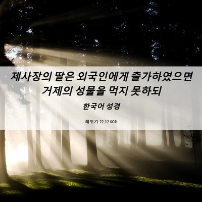 Picture 06 - 레위기 22:12 KOR - 제사장의 딸은 외국인에게 - Bible Verse Picture