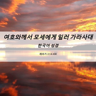 Picture 06 - 레위기 22:26 KOR - 여호와께서 모세에게 일러 - Bible Verse Picture