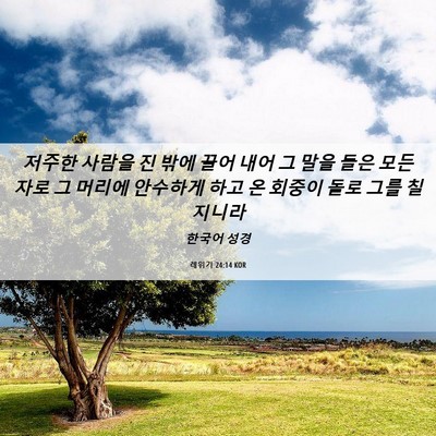 Picture 06 - 레위기 24:14 KOR - 저주한 사람을 진 밖에 끌어 내어 그 - Bible Verse Picture