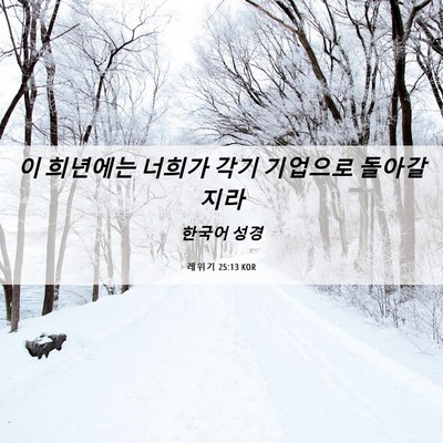 Picture 06 - 레위기 25:13 KOR - 이 희년에는 너희가 각기 기업으로 - Bible Verse Picture