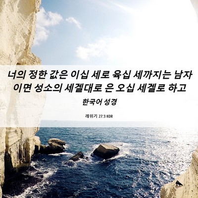 Picture 06 - 레위기 27:3 KOR - 너의 정한 값은 이십 세로 육십 - Bible Verse Picture