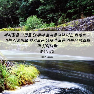 Picture 06 - 레위기 3:16 KOR - 제사장은 그것을 단 위에 불사를지니 - Bible Verse Picture