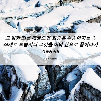 Picture 06 - 레위기 4:14 KOR - 그 범한 죄를 깨달으면 회중은 - Bible Verse Picture