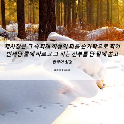 Picture 06 - 레위기 4:34 KOR - 제사장은 그 속죄제 희생의 피를 - Bible Verse Picture