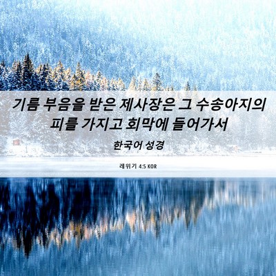 Picture 06 - 레위기 4:5 KOR - 기름 부음을 받은 제사장은 그 - Bible Verse Picture