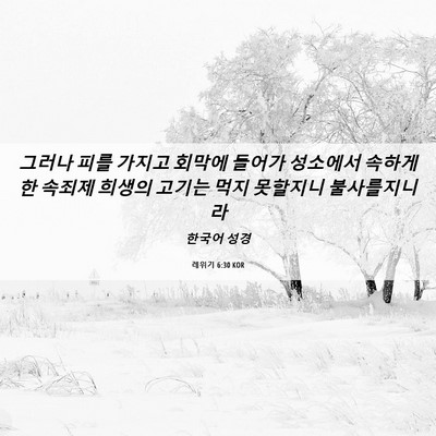Picture 06 - 레위기 6:30 KOR - 그러나 피를 가지고 회막에 들어가 - Bible Verse Picture