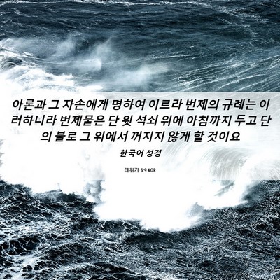 Picture 06 - 레위기 6:9 KOR - 아론과 그 자손에게 명하여 이르라 - Bible Verse Picture