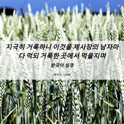 Picture 06 - 레위기 7:6 KOR - 지극히 거룩하니 이것을 제사장의 - Bible Verse Picture