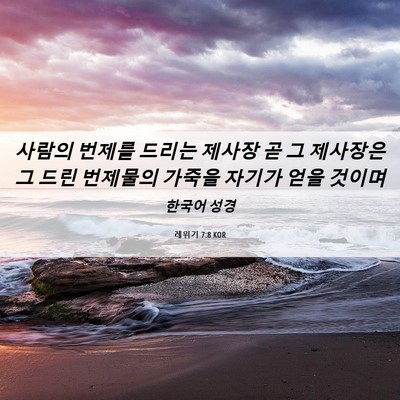 Picture 06 - 레위기 7:8 KOR - 사람의 번제를 드리는 제사장 곧 그 - Bible Verse Picture