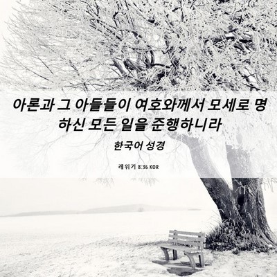 Picture 06 - 레위기 8:36 KOR - 아론과 그 아들들이 여호와께서 - Bible Verse Picture
