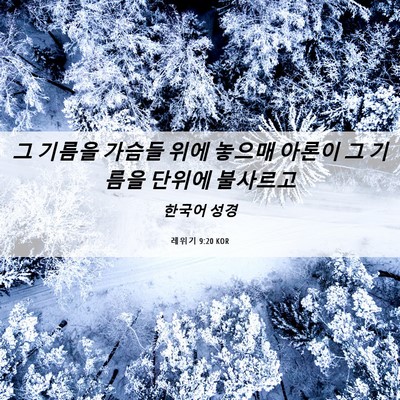 Picture 06 - 레위기 9:20 KOR - 그 기름을 가슴들 위에 놓으매 - Bible Verse Picture