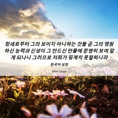 Picture 06 - 로마서 1:20 KOR - 창세로부터 그의 보이지 아니하는 - Bible Verse Picture