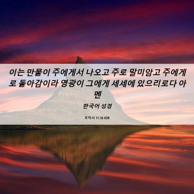 Picture 06 - 로마서 11:36 KOR - 이는 만물이 주에게서 나오고 주로 - Bible Verse Picture