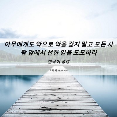 Picture 06 - 로마서 12:17 KOR - 아무에게도 악으로 악을 갚지 말고 - Bible Verse Picture
