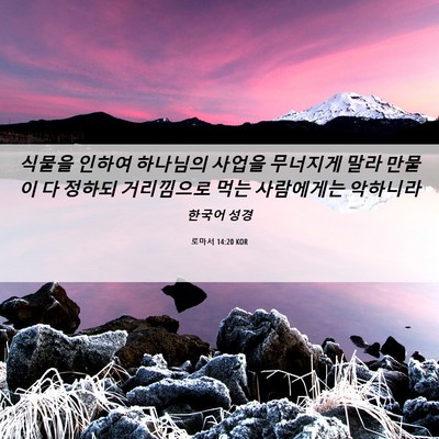 Picture 06 - 로마서 14:20 KOR - 식물을 인하여 하나님의 사업을 - Bible Verse Picture