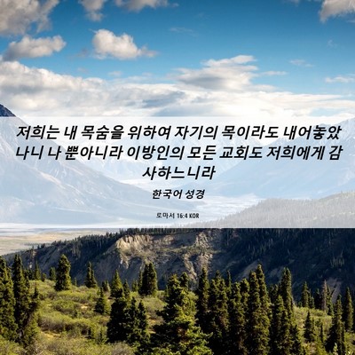 Picture 06 - 로마서 16:4 KOR - 저희는 내 목숨을 위하여 자기의 - Bible Verse Picture