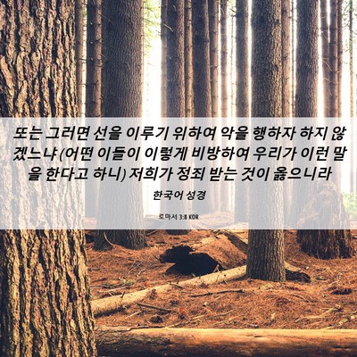 Picture 06 - 로마서 3:8 KOR - 또는 그러면 선을 이루기 위하여 - Bible Verse Picture