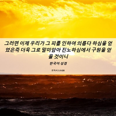 Picture 06 - 로마서 5:9 KOR - 그러면 이제 우리가 그 피를 인하여 - Bible Verse Picture