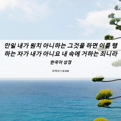Picture 06 - 로마서 7:20 KOR - 만일 내가 원치 아니하는 그것을 - Bible Verse Picture