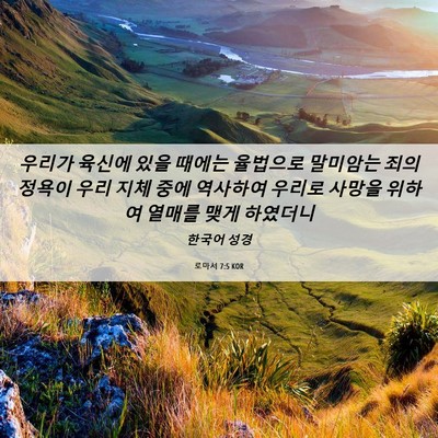 Picture 06 - 로마서 7:5 KOR - 우리가 육신에 있을 때에는 율법으로 - Bible Verse Picture