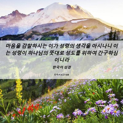 Picture 06 - 로마서 8:27 KOR - 마음을 감찰하시는 이가 성령의 - Bible Verse Picture