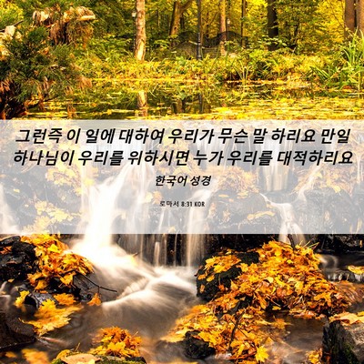 Picture 06 - 로마서 8:31 KOR - 그런즉 이 일에 대하여 우리가 무슨 - Bible Verse Picture