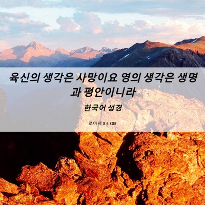 Picture 06 - 로마서 8:6 KOR - 육신의 생각은 사망이요 영의 생각은 - Bible Verse Picture