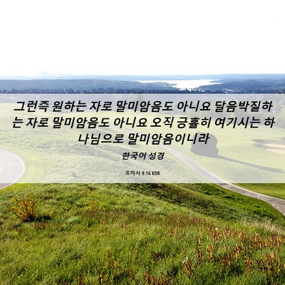 Picture 06 - 로마서 9:16 KOR - 그런즉 원하는 자로 말미암음도 - Bible Verse Picture