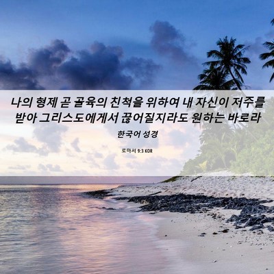Picture 06 - 로마서 9:3 KOR - 나의 형제 곧 골육의 친척을 위하여 - Bible Verse Picture