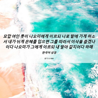 Picture 06 - 룻기 2:2 KOR - 모압 여인 룻이 나오미에게 이르되 - Bible Verse Picture