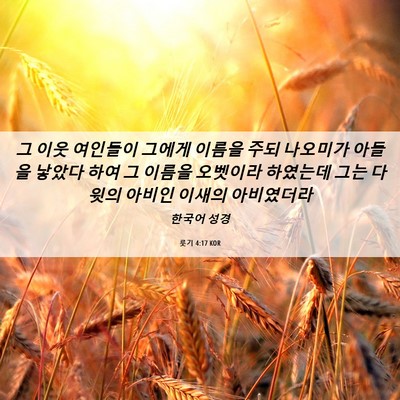 Picture 06 - 룻기 4:17 KOR - 그 이웃 여인들이 그에게 이름을 - Bible Verse Picture